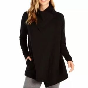 NEW Ideology Snap Front Wrap Tunic Top, Size XS, Black